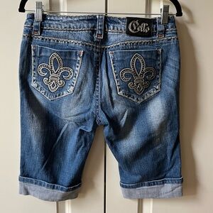 Cello Jeweled Jean Shorts